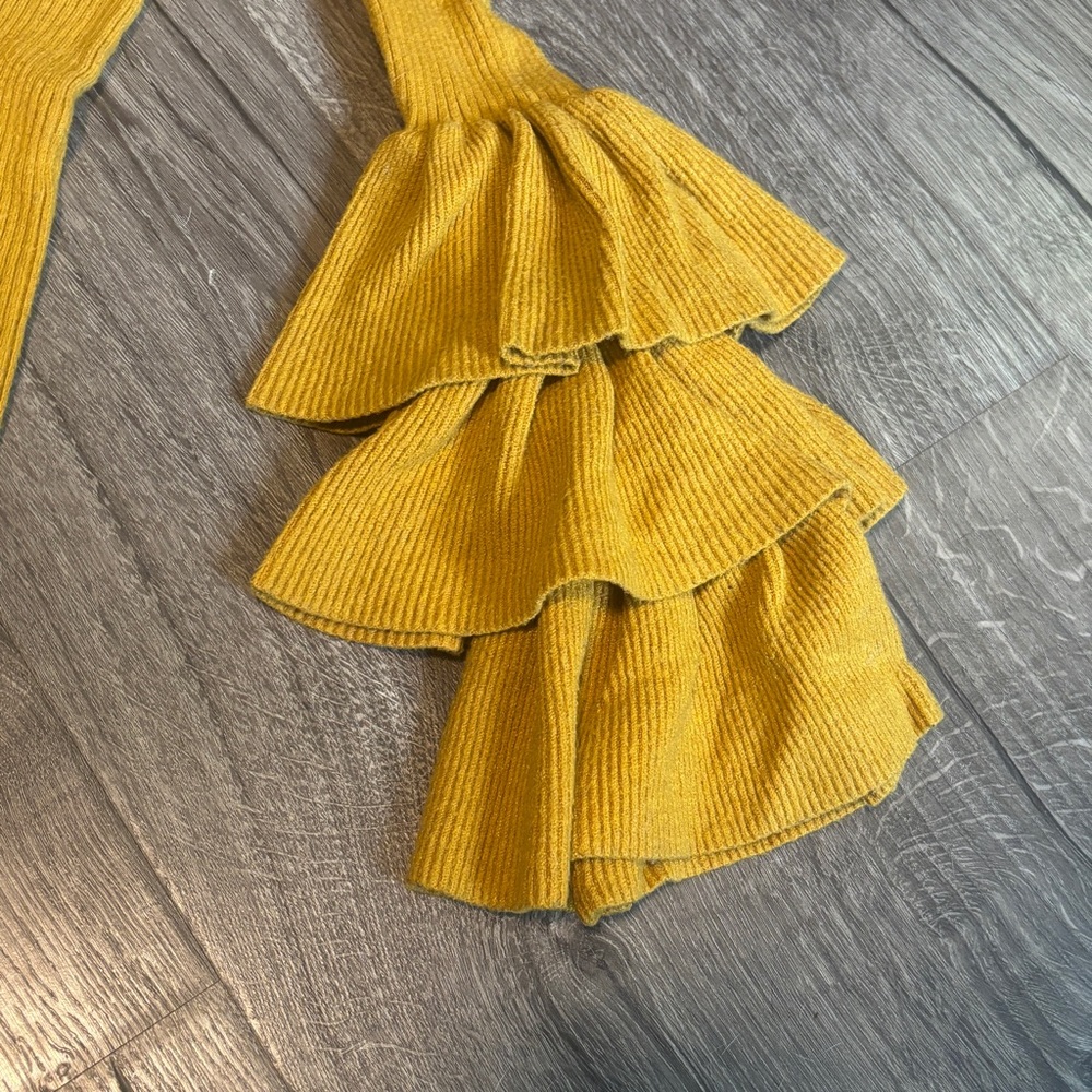 Forever 21 Yellow Fitted Ruffled Sweater - Picture 2 of 6